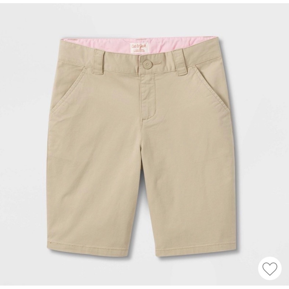 Cat & Jack Girls Khaki School Uniform Shorts Adjustable Waist Size 8 NWT